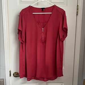 Torrid Vibrant Red Blouse with Zipper Detail